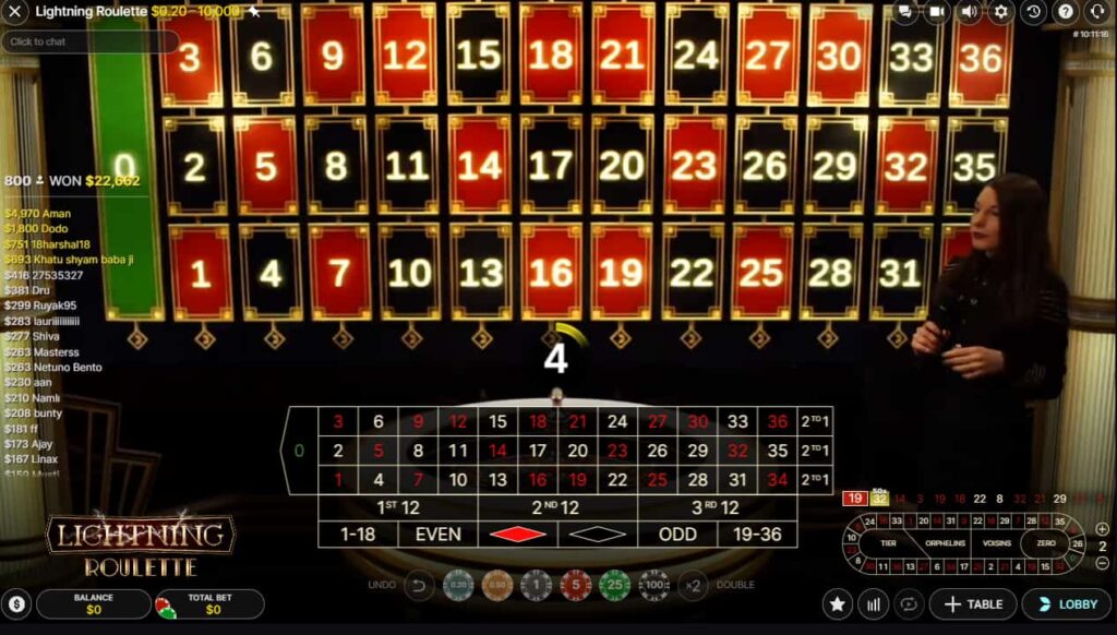 Lightning Live Roulette on the CoinPoker Casino app.